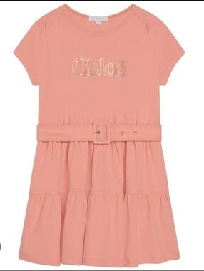 Chloe girls size 4 belted coral dress